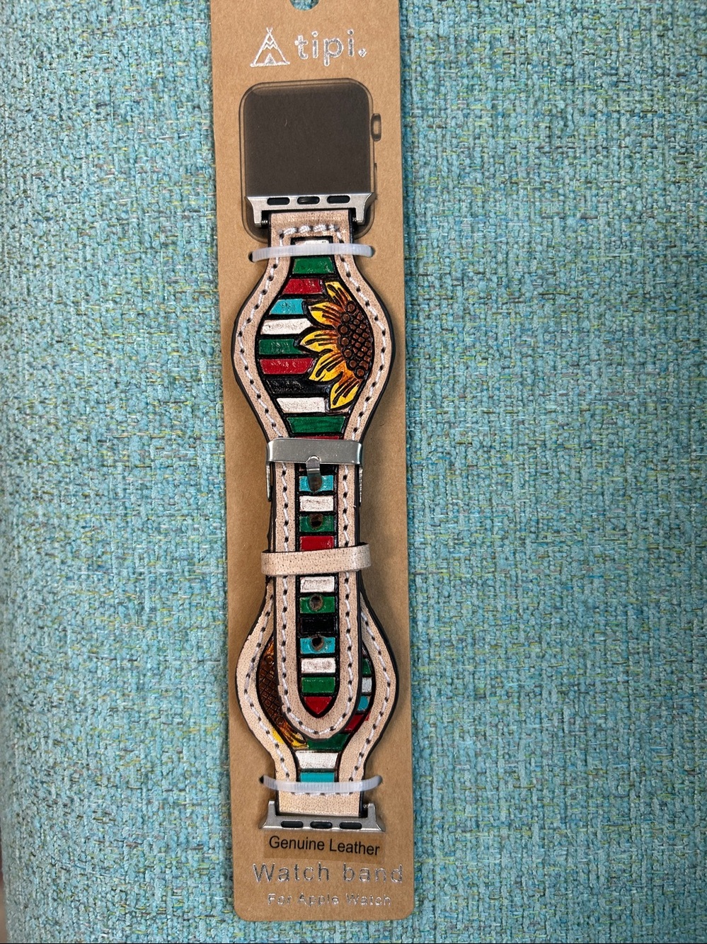 Tipi Tooled Leather Watch Band for Apple Watch. NWT